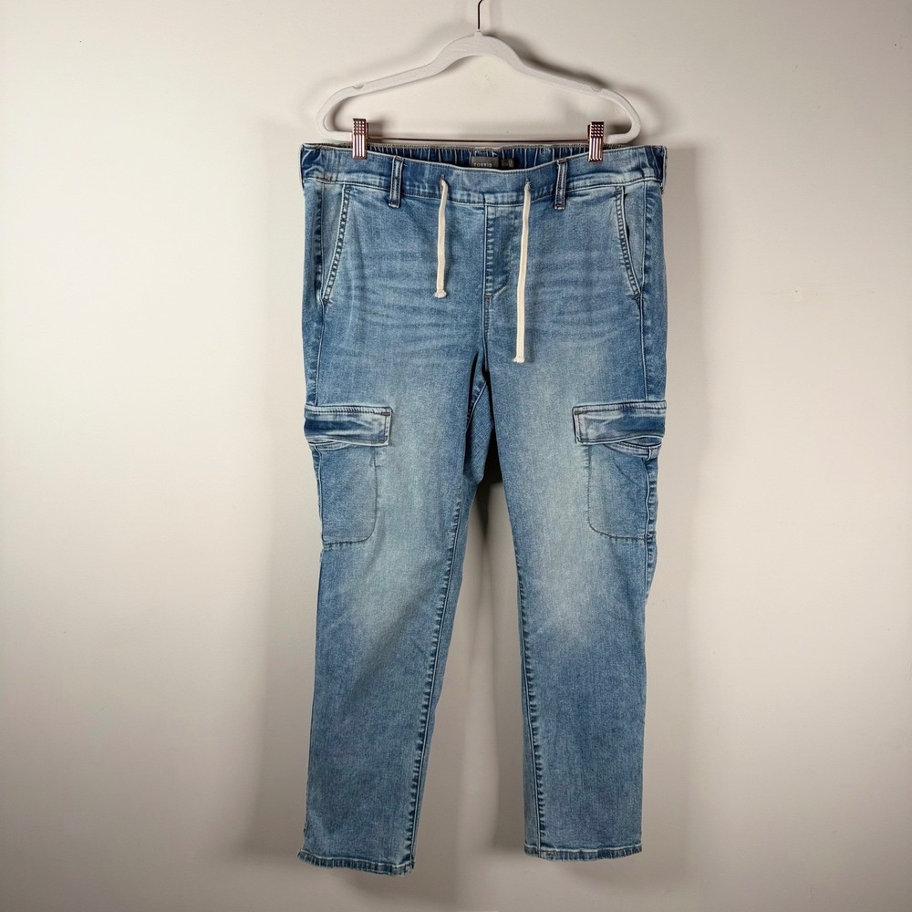 Torrid Weekend Boyfriend Straight Cargo Jeans Blue Super Soft Drawstring 1R